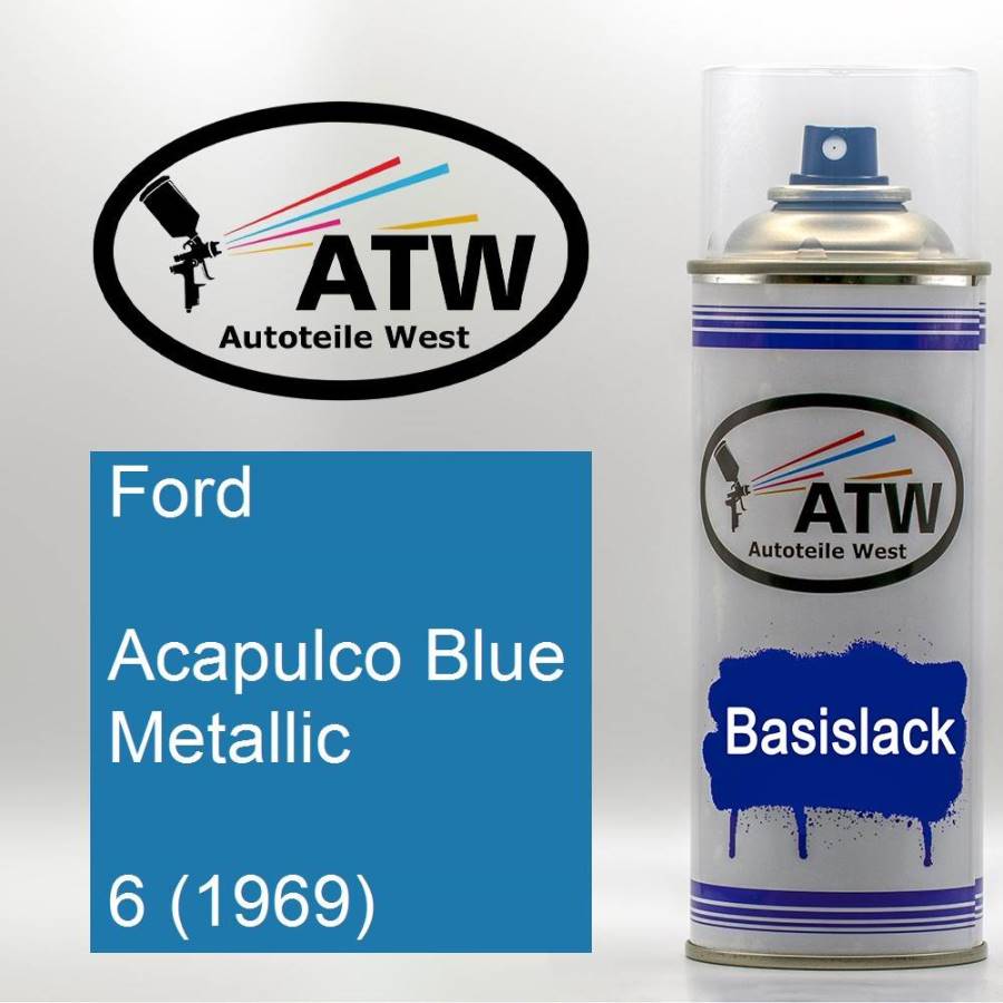 Ford, Acapulco Blue Metallic, 6 (1969): 400ml Sprühdose, von ATW Autoteile West.